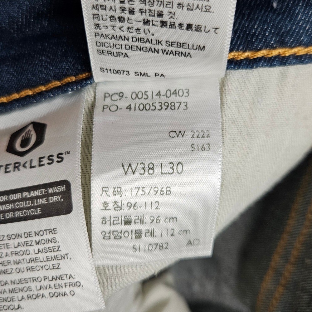 Levis 514 Jeans Mens 38x30 Straight Stretch Fit Dark Wash Blue Denim Red Tab NEW - Picture 10 of 10